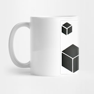 White and Black Cubes Geometric Abstract Acrylic Painting Mug